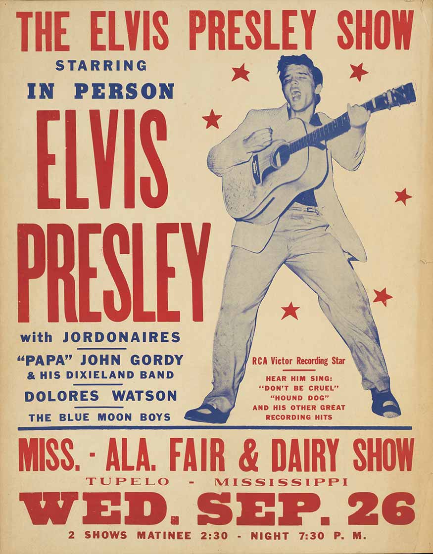 Vintage poster of Elvis Presley playing live Wednesday, September 26th.